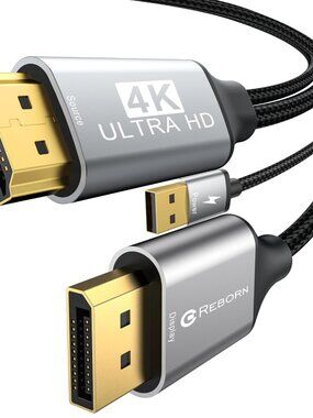 Reborn Active HDMI to DisplayPort Cable, 6FT (4K 60Hz)